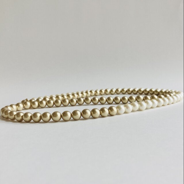 樹脂パール2Wayバイカラーロングネックレス/8mm約90cm+5cm/クリームxマットゴールド/G/made in japan