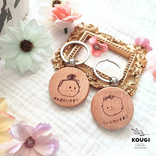 【似顔絵キーホルダー】母の日、父の日、敬老の日、プチギフトに♡