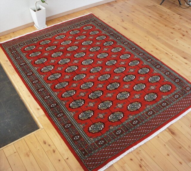 パキスタン絨毯 ハイクオリティ ボハラデザイン 200x136cm 厚み0.82cm