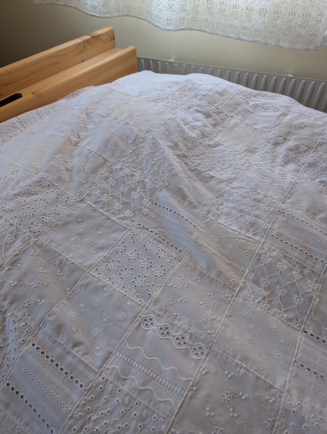 ♥️受注制作♥️375枚の♡ランダムパッチワークカバー♥️フレンチスタイル♥️★150✕260★