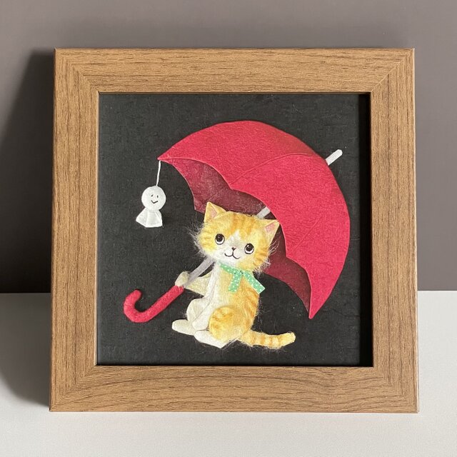 複製画］和紙ちぎり絵アートプリント（無料ラッピング付）『梅雨空と