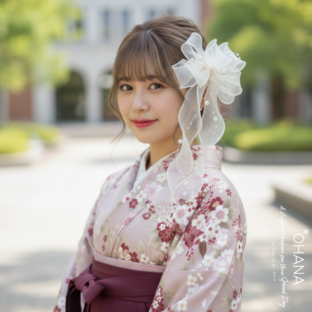 ガーリーなリボン 髪飾り 成人式 卒業式 ウェディング 結婚式 七五三
