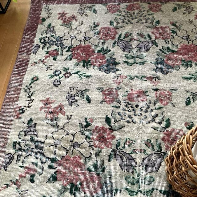 112.5×205 フローラルパターン　薔薇の街　トルコヴィンテージラグ 112.5×205 フローラルパターン 薔薇の街 トルコヴィンテージラグ