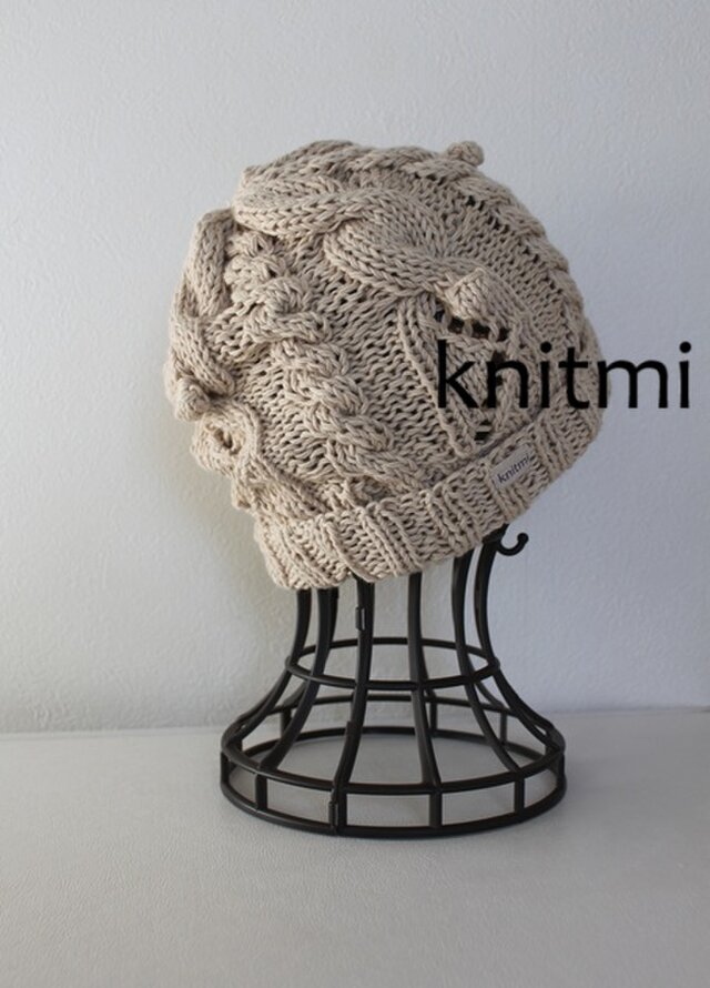 【しめつけないシルクコットンのたっぷりニット帽】 日本製オーガニックコットン100％　ベージュ