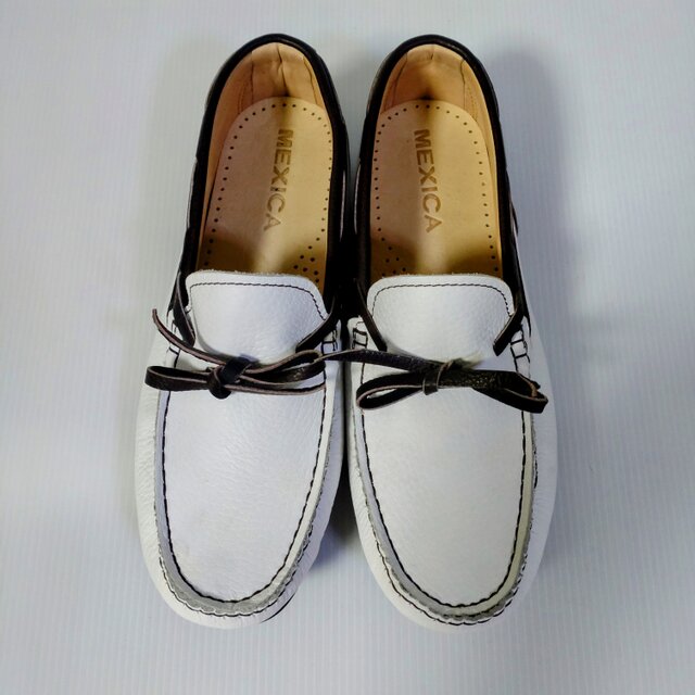 ◇本革ローファー◇無料サイズオーダー◇受注生産◇本革◇ホワイトブラウン◇色変更無料◇