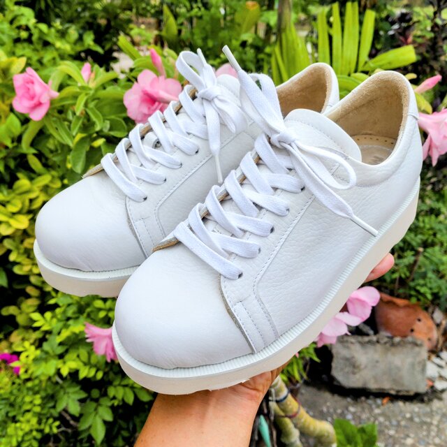 que shoes プレーン Lサイズ 白 日本製 本革