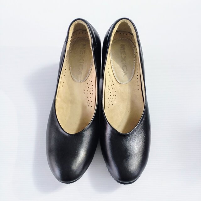 ◇7cmヒール◇フォーマル◇外反母趾◇足に馴染む本革◇軽く履きやすい◇大人可愛い革靴◇ブラック◇