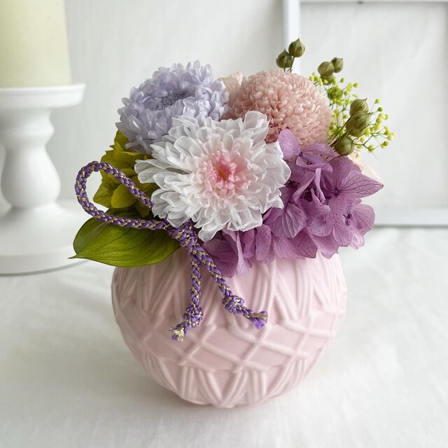 御供花 「華手毬」プリザーブドフラワー 仏花 御供え 和モダン 贈り物