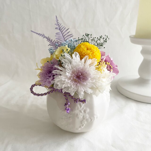 御供花 「虹色手毬」プリザーブドフラワー 仏花 御供え 和モダン