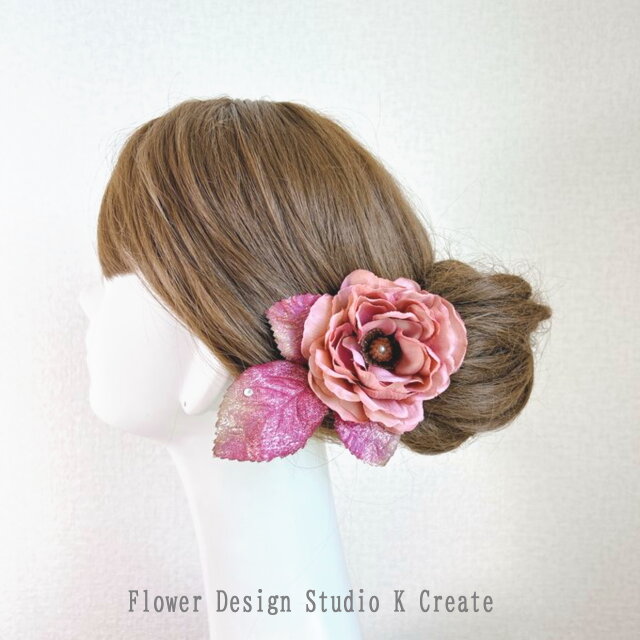 モーブピンクのラナンキュラスの髪飾り　1点　ラナンキュラス　モーブピンク　髪飾り　ダンス　フラメンコ　フローレス　