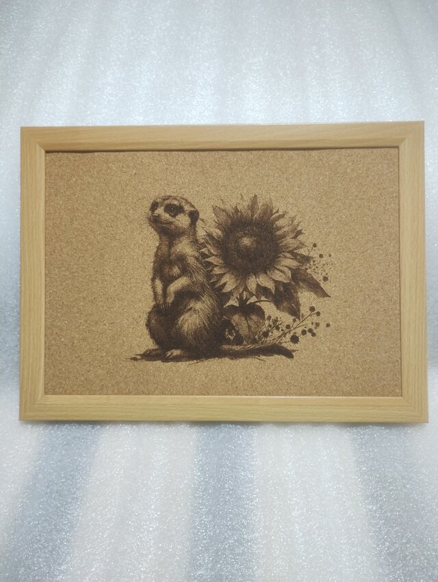 A4コルクシート　ミーアキャットとヒマワリ