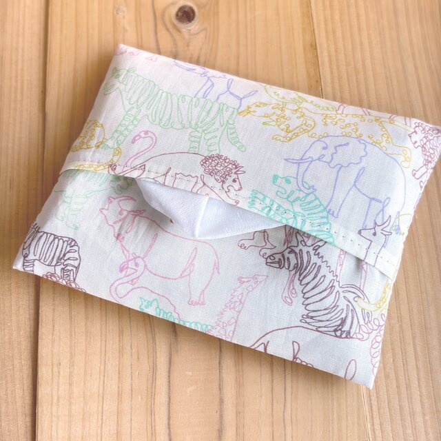 リバティ　リバーシブル仕立て　ポケットティッシュカバー＜Neon Safari＞(ネオン・サファリ)