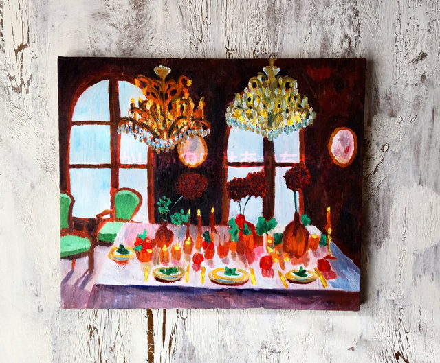 38×46㎝「西洋式テーブルA」F8・原画・油彩 38×46㎝「西洋式テーブルA」F8・原画・油彩 | iichi 日々の