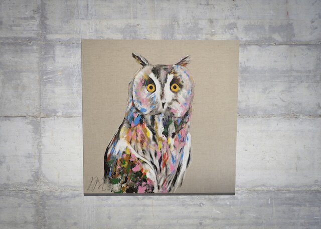 owl / フクロウ 1メートル正方形作品 | iichi 日々の暮らしを心地よく