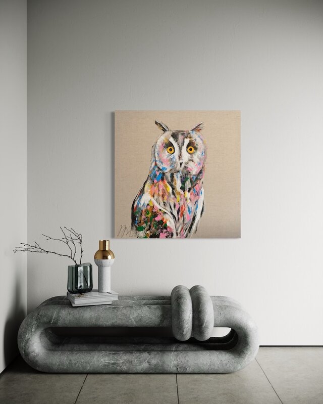 owl / フクロウ 1メートル正方形作品 | iichi 日々の暮らしを心地よく