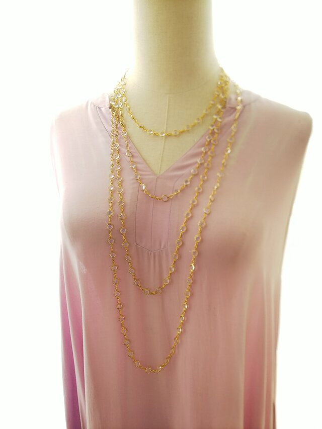 ヴィンテージ　②60㎝ネックレス　クリスタルGlass（SW社製）