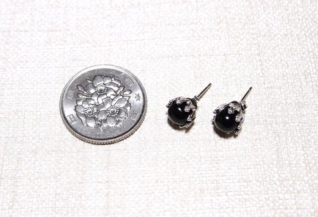 マルモ◆サイロメレーンデンドライト×黒水晶ピアス✧14kgf マルモ◇サイロメレーンデンドライト×黒水晶ピアス✧14kgf