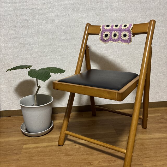 かぎ針編み ぷっくりお花のマルチカバー ラベンダーパープル ギフト