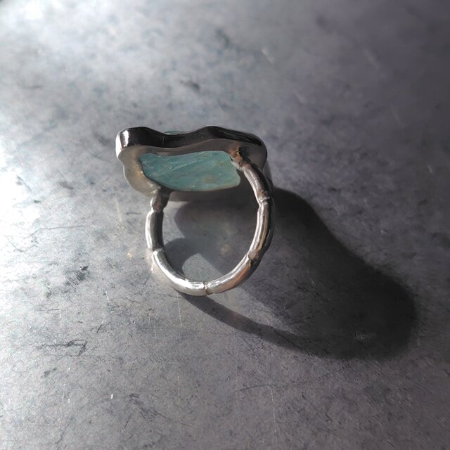 彫金作品 アクアマリン SILVER リング 13.5号 アクアマリンシルバーリング#13.5 | iichi 日々の暮らしを心地よくする