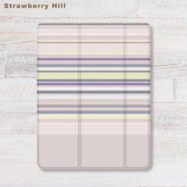 ふんわり マルチ ストライプ iPadケース ペン収納 軽量 背面クリア あいぱっどけーす スタンド機能