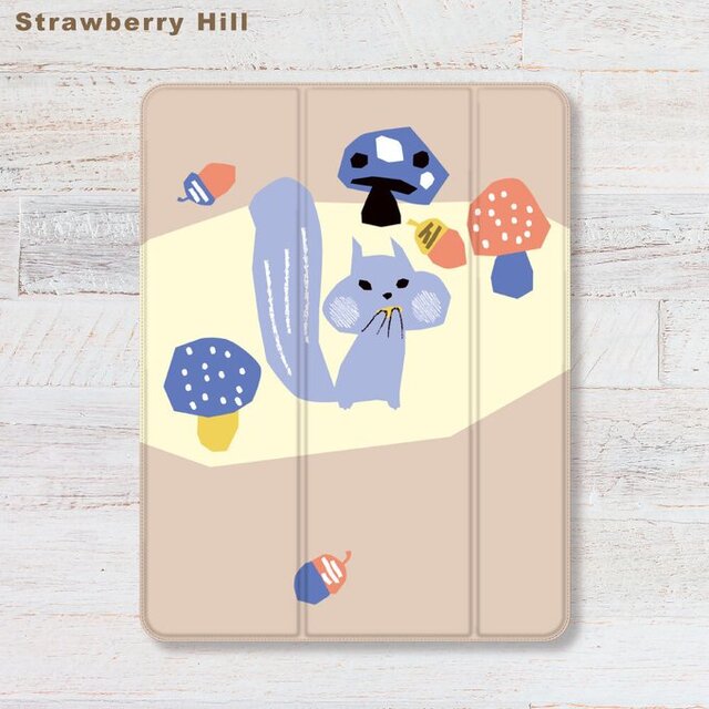 リス と キノコ と ドングリ iPadケース pro air mini 2 5 6 9 10 11 アイパッドカバー