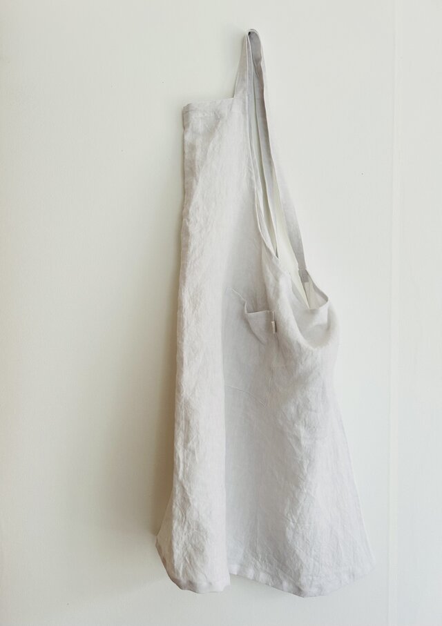 天日干しリネンエプロン 　白　