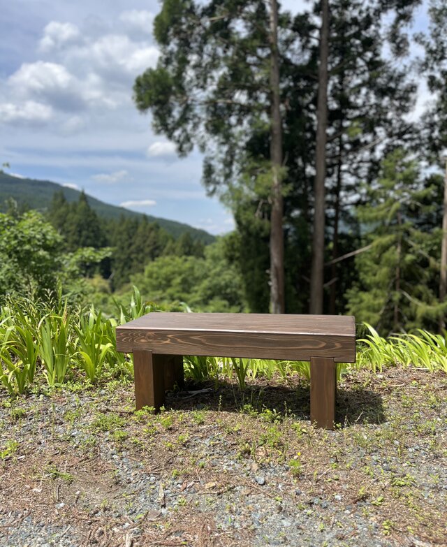 庭に映える、どっしり無垢の100cmガーデンベンチ 庭 木製 防腐処理の