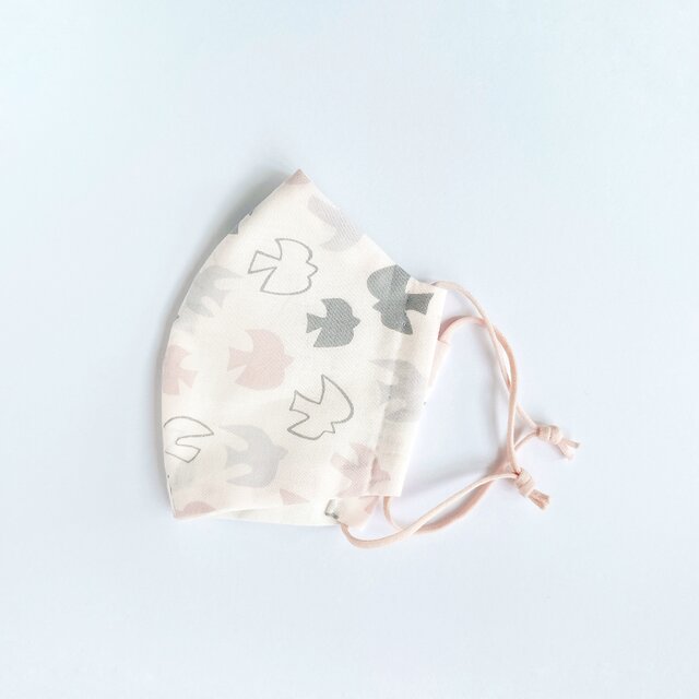 スイスイ自由な鳥もよう 手縫いマスク