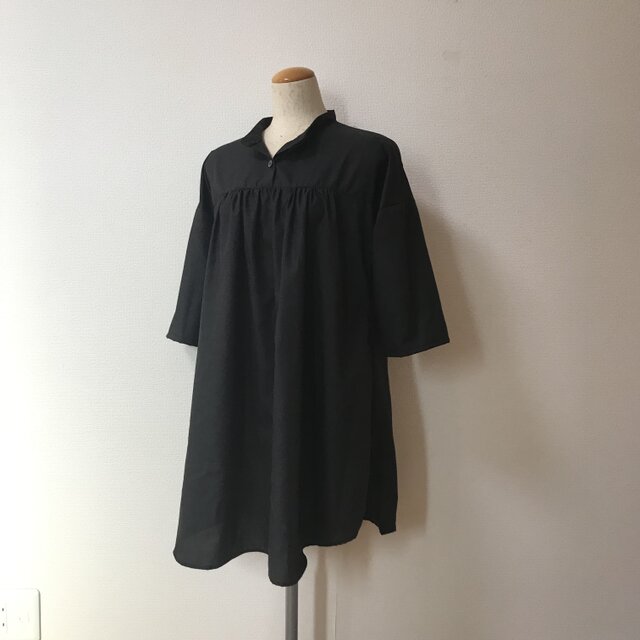 チュニックブラウス　5部袖　黒
