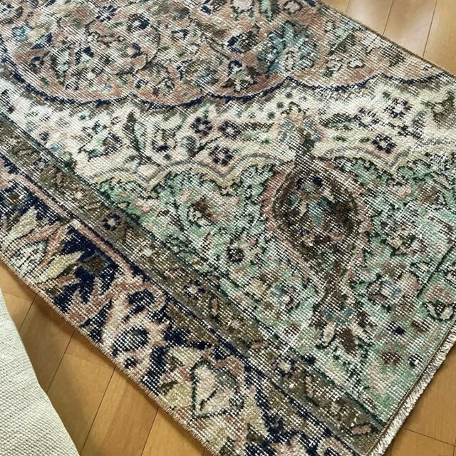 71×179淡いピンク×スモーキーグリーン ボタニカル トルコヴィンテージ