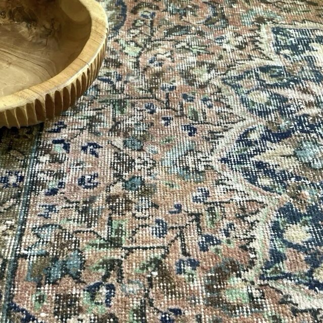 71×179淡いピンク×スモーキーグリーン ボタニカル トルコヴィンテージ