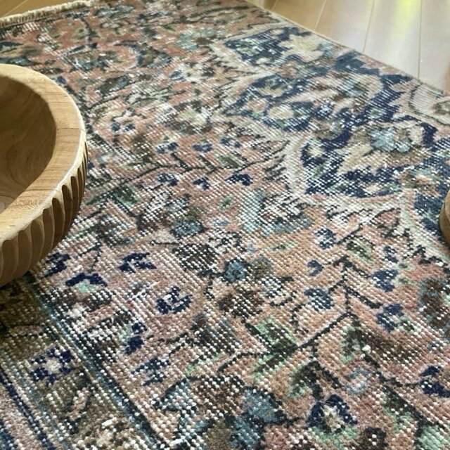71×179淡いピンク×スモーキーグリーン ボタニカル トルコヴィンテージ