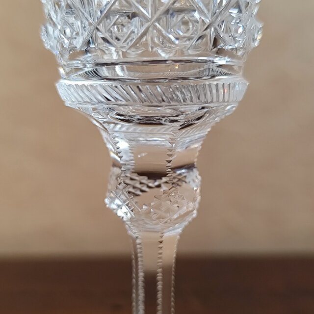 アンティーク 力強いハンドカットの希少なシェリーグラス イギリス製