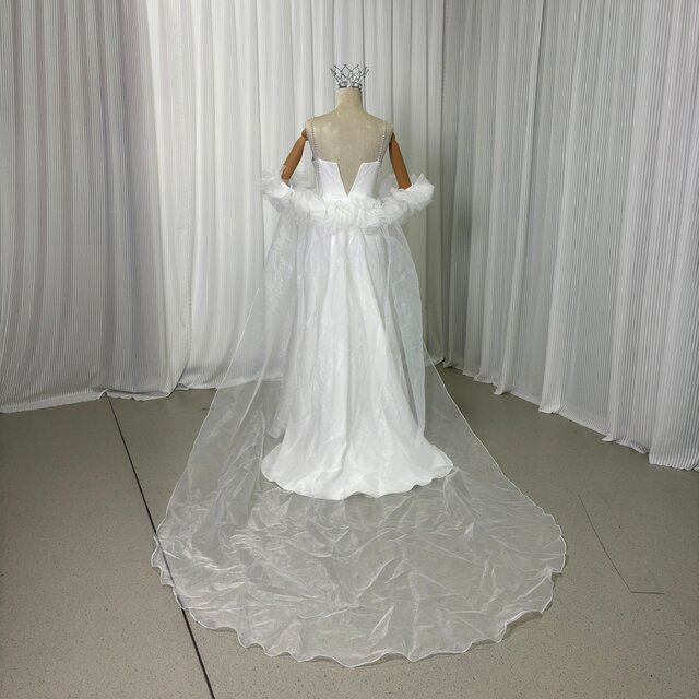 ウェディングドレス キャミソール クレープ生地 マント オーガンジー