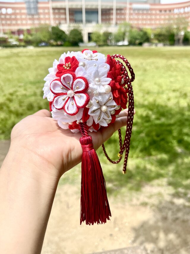つまみ細工 縮緬細工 ボールブーケ 結婚式 前撮り Amazon.co.jp: つまみ細工ボールブーケ⑬結婚式（白無垢打掛