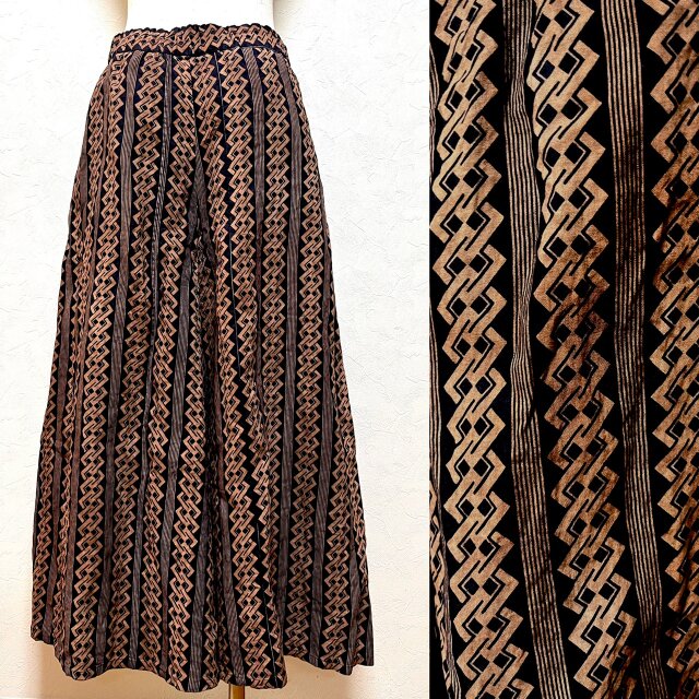 柿渋染め　浴衣リメイク　ワイドパンツ　着物リメイク