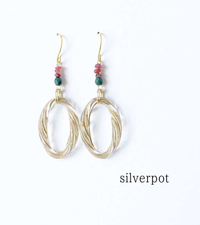 G63【人気の天然石　自己の目的を達成する　レッドスピネル】とゴールドフープのピアス（パーツ変更可能）