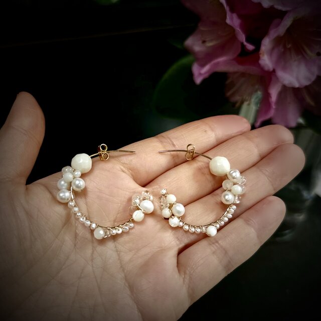 Hoop5] 淡水パール・フープピアス | iichi 日々の暮らしを心地よくする