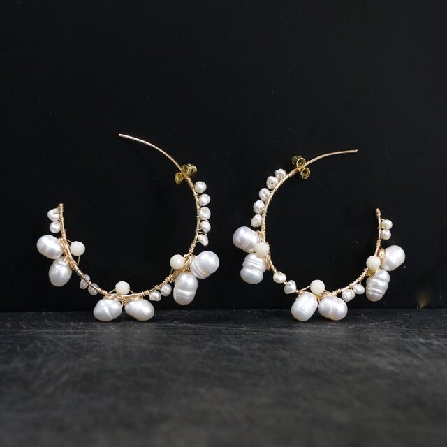 Hoop5] 淡水パール・フープピアス | iichi 日々の暮らしを心地よくする