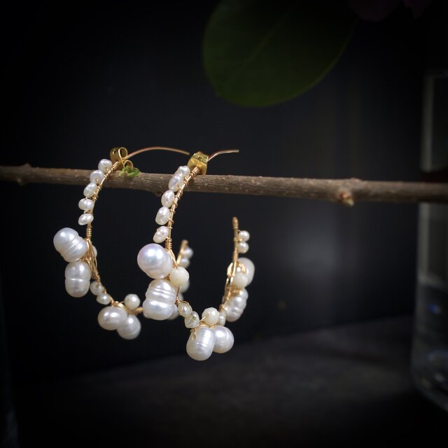 Hoop5] 淡水パール・フープピアス | iichi 日々の暮らしを