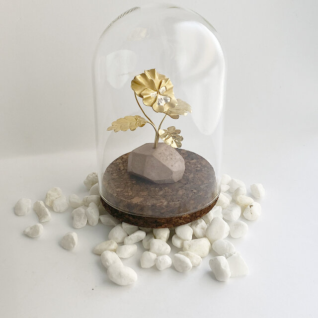 グラスドームブローチ　パンジー