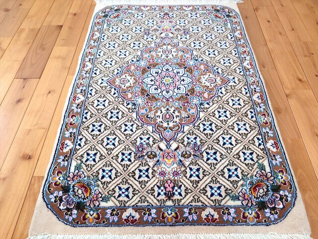 ペルシャ絨毯 ナイン産 ノーラ 玄関マット 94x63cm ジョーシャ