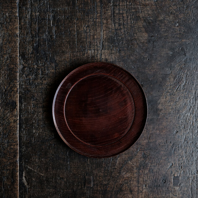 深みのある色味◆時代物　拭き漆銘々皿　中皿　菓子皿　骨董/antiques　古民家　古道具 i1