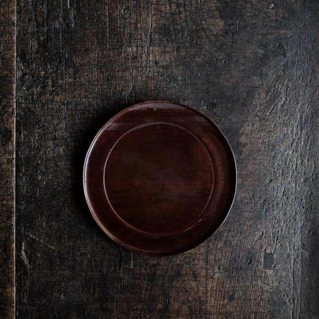 深みのある色味◆時代物　拭き漆銘々皿　中皿　菓子皿　骨董/antiques　古民家　古道具 i2