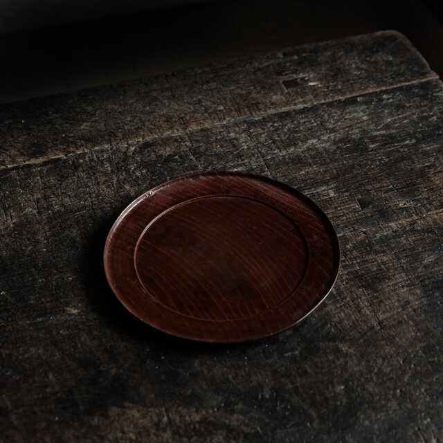 深みのある色味◆時代物　拭き漆銘々皿　中皿　菓子皿　骨董/antiques　古民家　古道具 i5