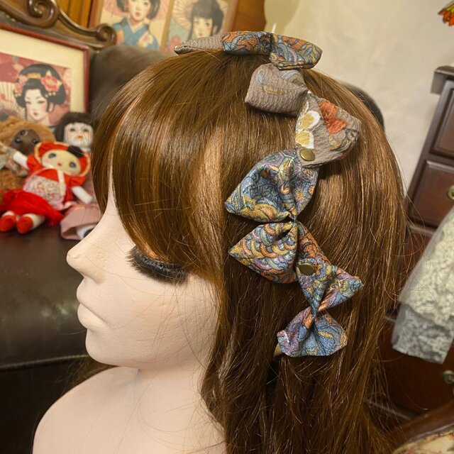 着物リメイク 帯締め 帯飾り ティアラ ヘッドドレス カチューム