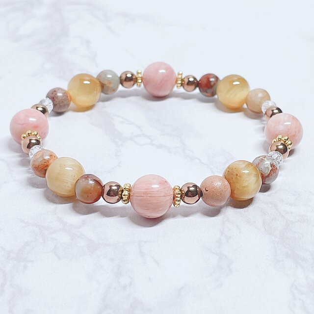 【再販15点以上】周囲との調和をもたらし仕事やお金の運を高める ピーモンタイト  パワーストーンブレス 天然石ブレス No612