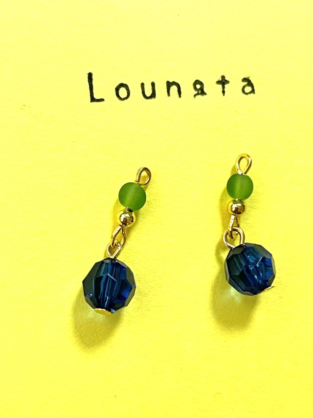 グリーンとブルーの夏ピアス 小ぶりピアス プチプラピアス 樹脂ピアス