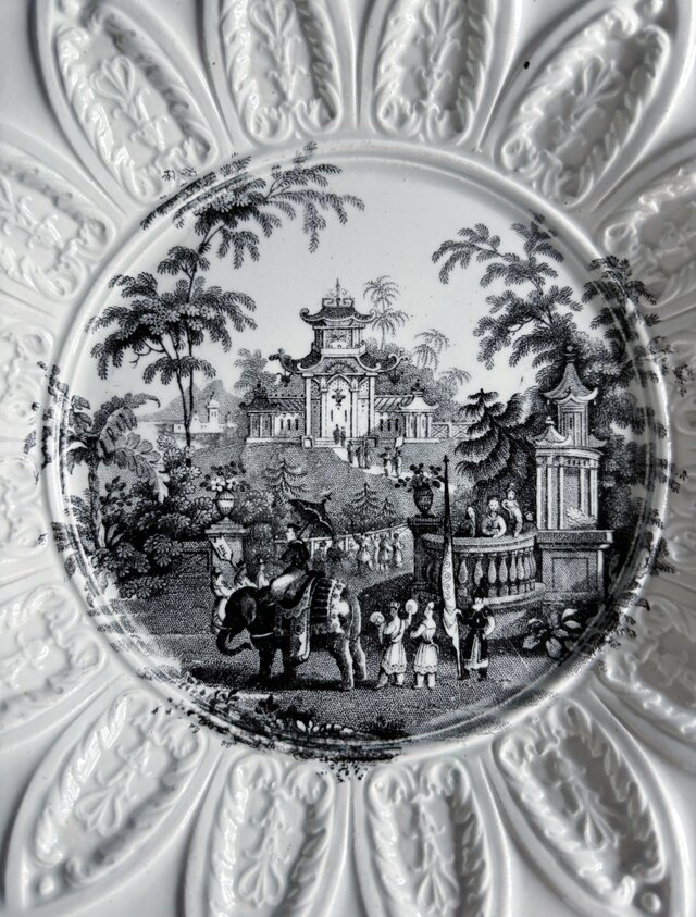 David Johnston Bordeaux ボルドー 花の形 グリザイユ皿 フランス