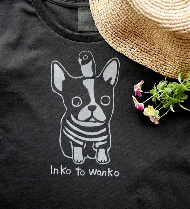 インコとワンコ Tシャツ 【ブラック】
